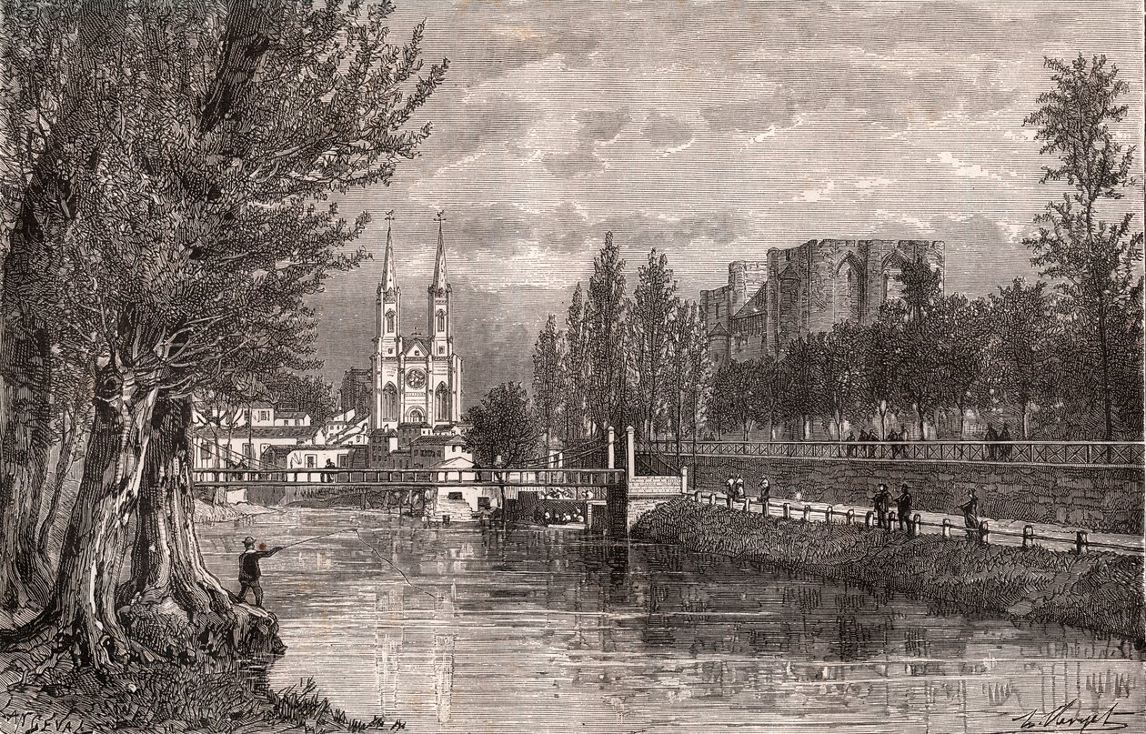 Niort - Deux-Sevres - kaiverrus V.A. Malt-Brownin kirjaan "La France illustrée: maantiede, historia, tilastohallinto". 1884 tekijältä French School