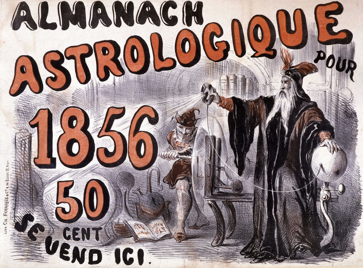 Nostradamus, astrologi valaisee tulevaisuutta - teoksessa "Almanach Astrologique" vuodelta 1856 tekijältä French School