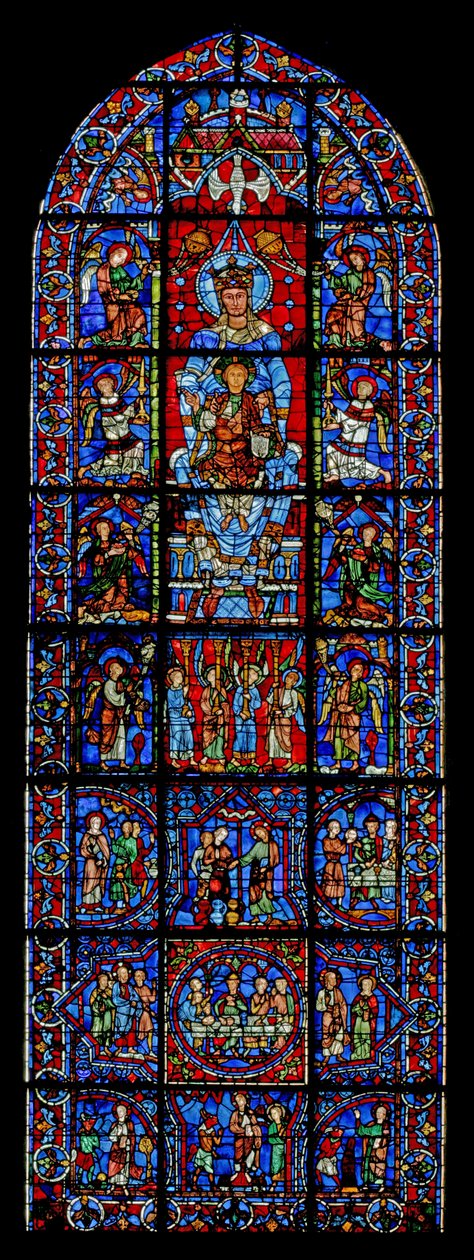 Notre Dame de la Belle Verriere; alla on kohtauksia Kaanan häistä ja Kristuksen kiusauksesta erämaassa (w30a) tekijältä French School