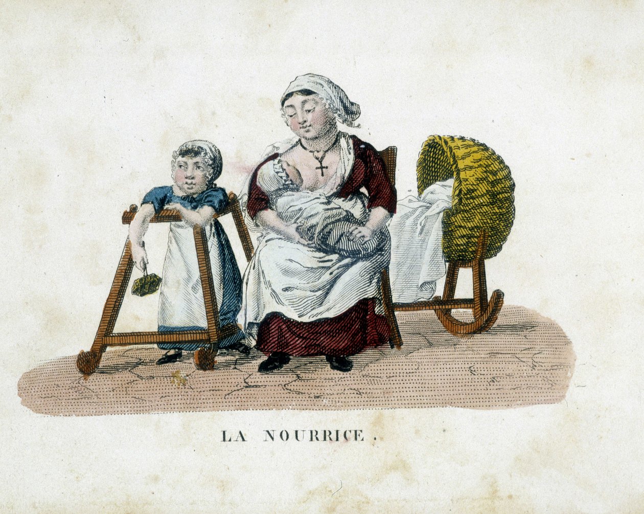 Sairaanhoitaja - kaiverrus, deb. 1800-luvulla tekijältä French School