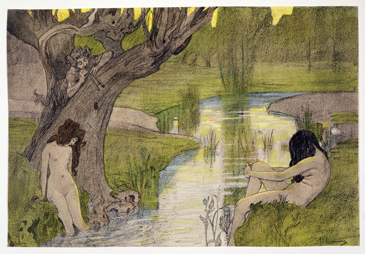 Nymphs Bathing, LEstampe Moderne, julkaistiin Pariisissa 1897-99 tekijältä French School