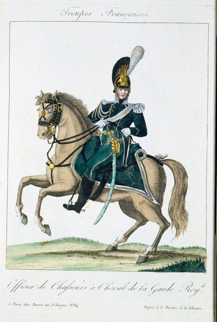 Royal Horse Guardsin upseeri, Troupes Francaises, pub. Bassetissa, Pariisissa, noin 1790 tekijältä French School