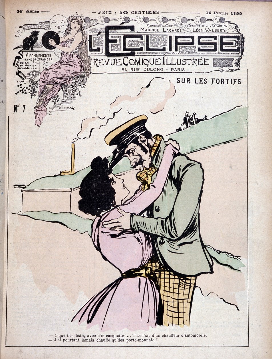 Linnoituksissa: paha poika (roisto) ja hänen tyttöystävänsä - couv. "" Pimennys"" 16/02/1899. tekijältä French School