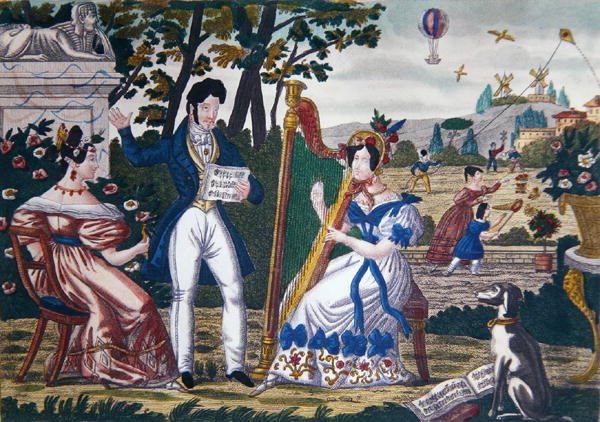 Ulkoilmakonsertti, n. 1840 (värilitho) tekijältä French School