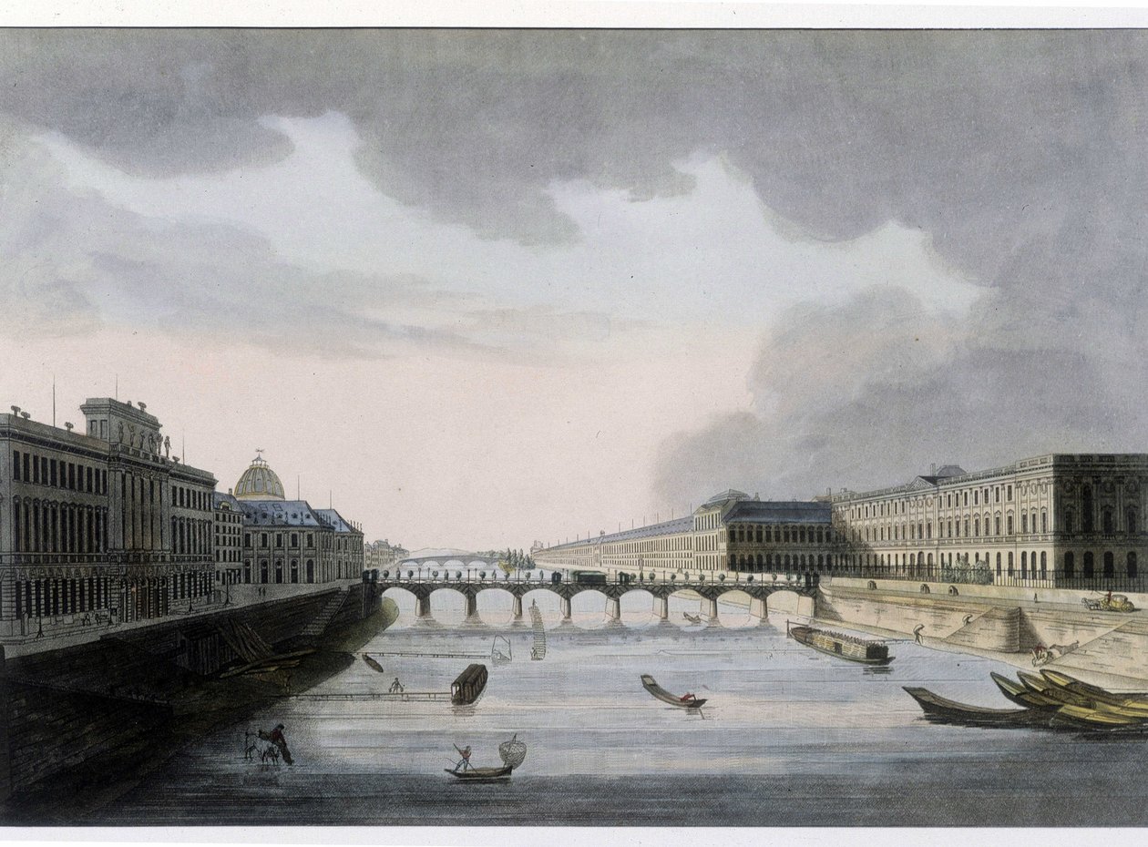Optinen näkymä Pariisista: Pont des Arts noin 1810, Pariisin kaupunki. tekijältä French School