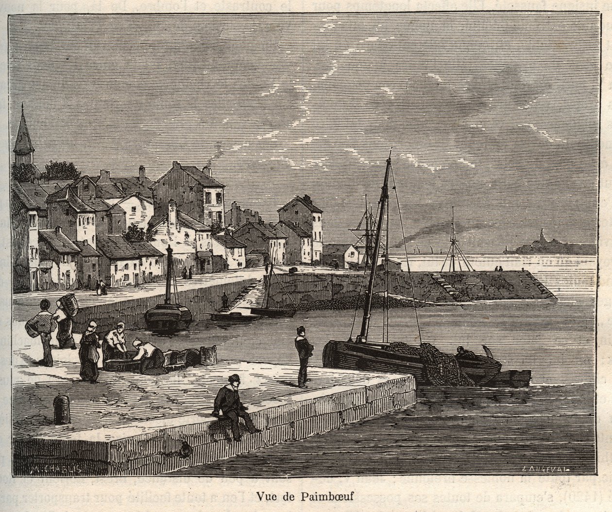 Paimboeuf - Loire-Atlantique, Pays de la Loiren alueella - kaiverrus "La France illustrée: maantiede, historia, tilastohallinto" V.-A. Maltaanruskea. 1884 tekijältä French School