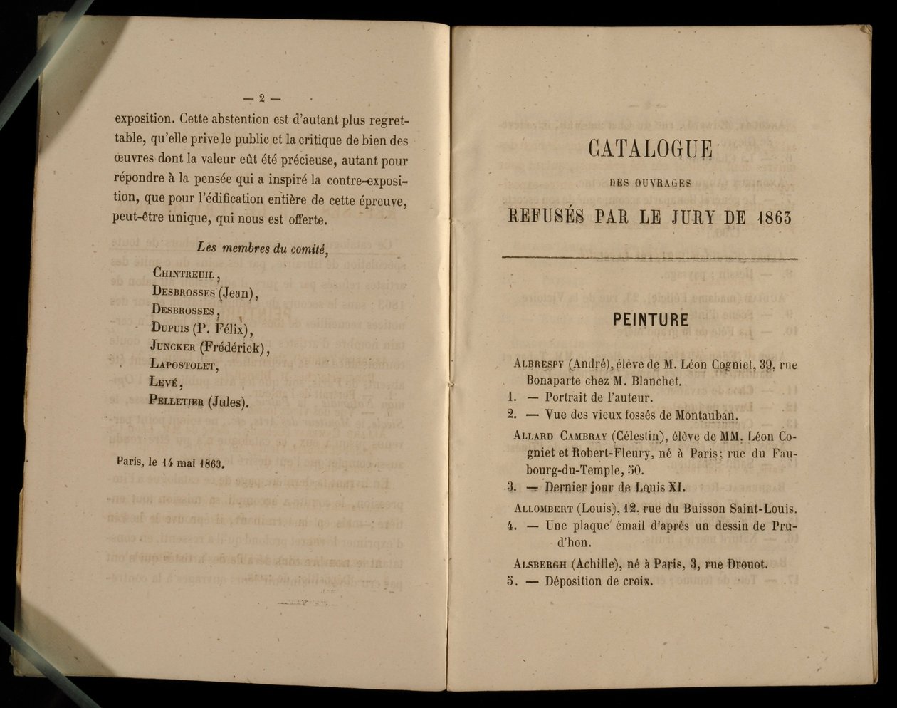 Maalausluku, Salon des Refuses, 1863 tekijältä French School