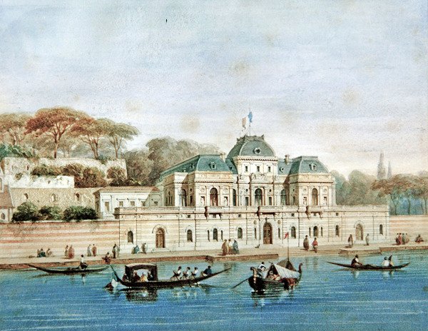 Ranskan suurlähettilään palatsi Konstantinopolissa (väri litho) tekijältä French School