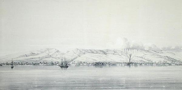 Panoraama Papetin lahdelle elokuvasta "Matka maailman ympäri Fregatti Venuksella" tekijältä French School