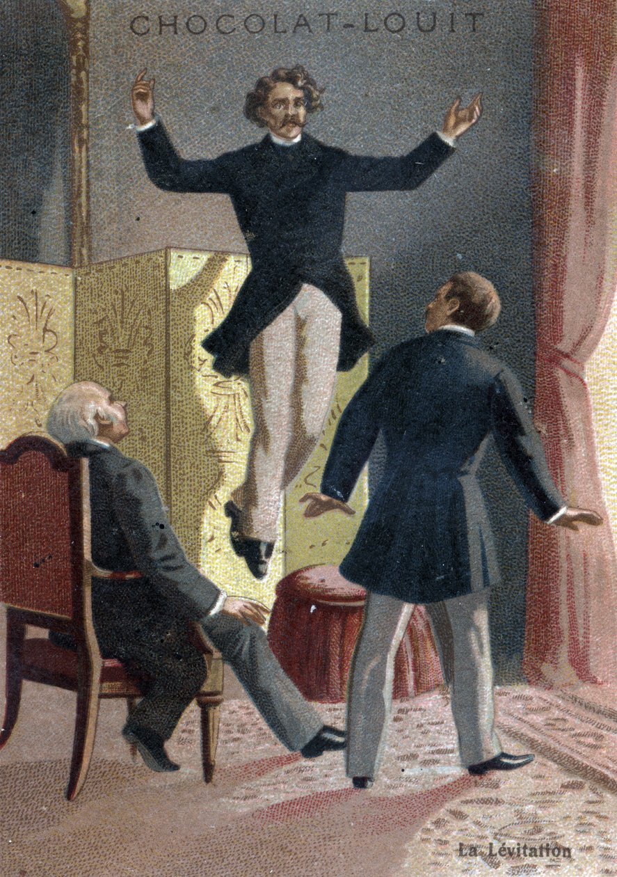 Paranormaali ilmiö: Mediumin levitaatio ja skotlantilainen näkijä Daniel Dunglas Home (1833-1886) kohoaa ilmaan hämmästyneiden silminnäkijöiden silmissä Lontoossa sijaitsevassa huoneistossa - (Daniel Dunglas Home, kuuluisa skotlantilainen yhdeksänhammasten tekijältä French School