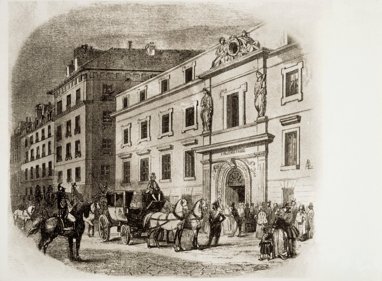 Pariisin konservatorio 1830-luvulla (kaiverrus) tekijältä French School