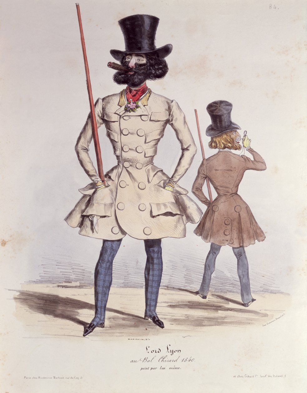 Parisian Dandies at the Bal Chicard, 1840 (väri litho) tekijältä French School