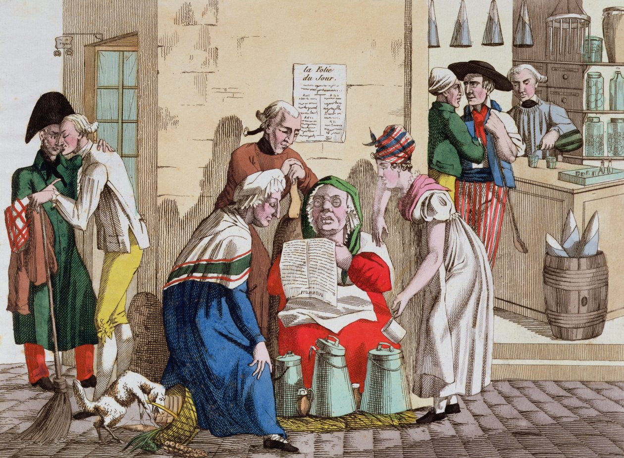 Pariisilainen maidon myyjä ja uutistoimittaja, n. 1815 tekijältä French School
