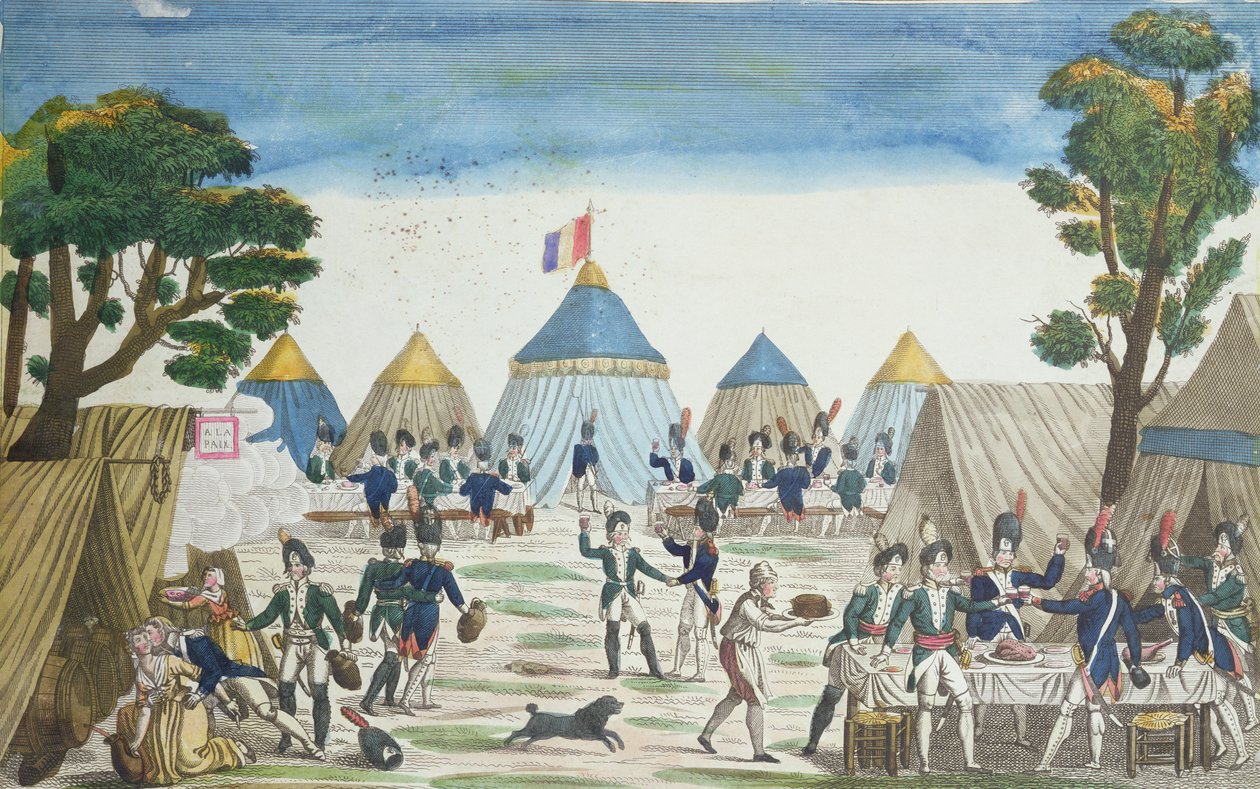 Grande Arméen Grenadiersin venäläisille kranaateille järjestämä juhla, 30. kesäkuuta 1807 tekijältä French School