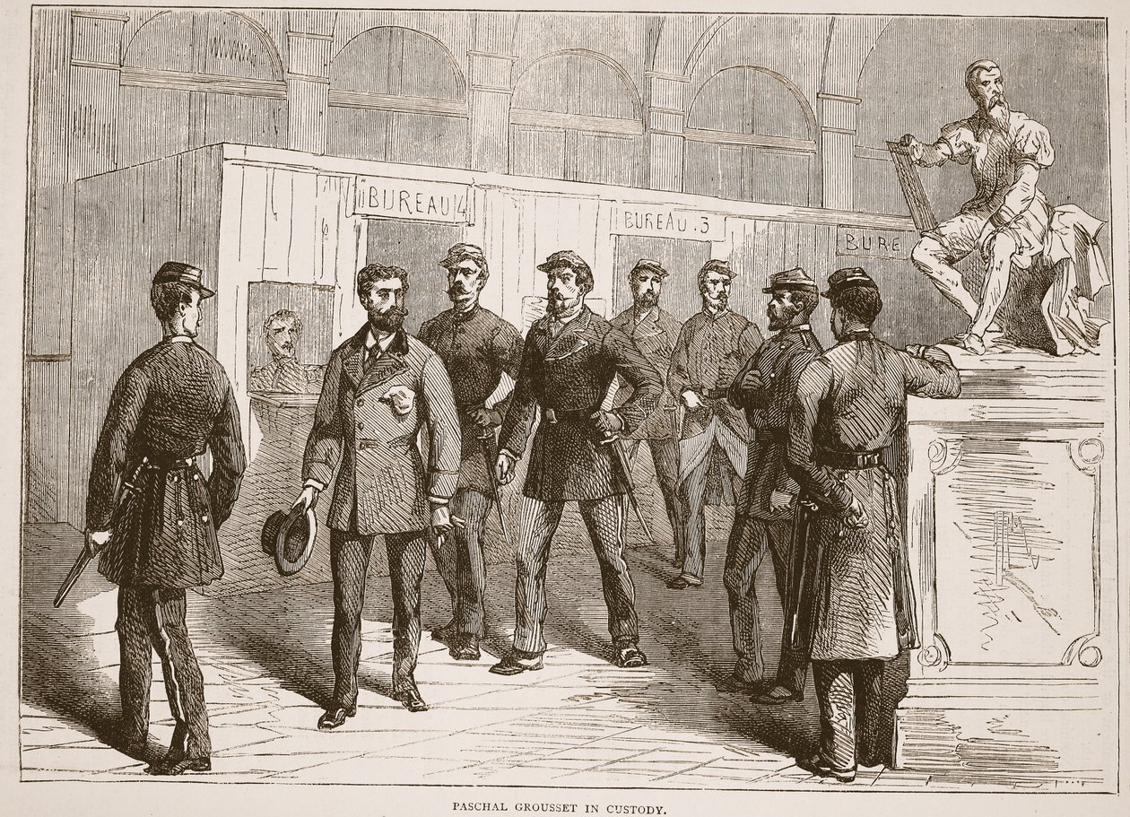 Paschal Grousset vangittuna, kuva Cassellsista Ranskan ja Saksan välisen sodan historia, 1870-1871 tekijältä French School