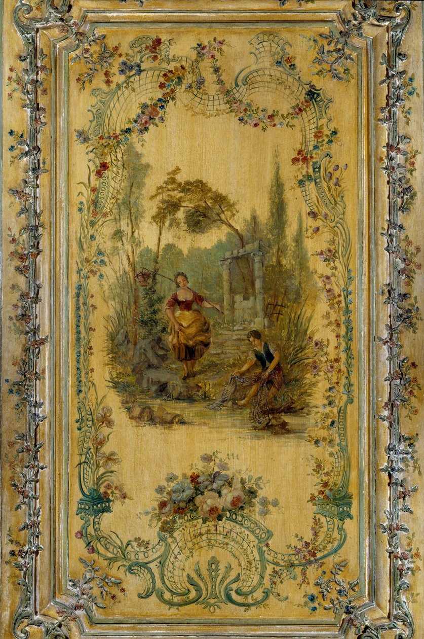 Pastoraalinen kohtaus, Saksilaisen Dauphine Marie Josephen (1731-1767) asunnon paneeli tekijältä French School