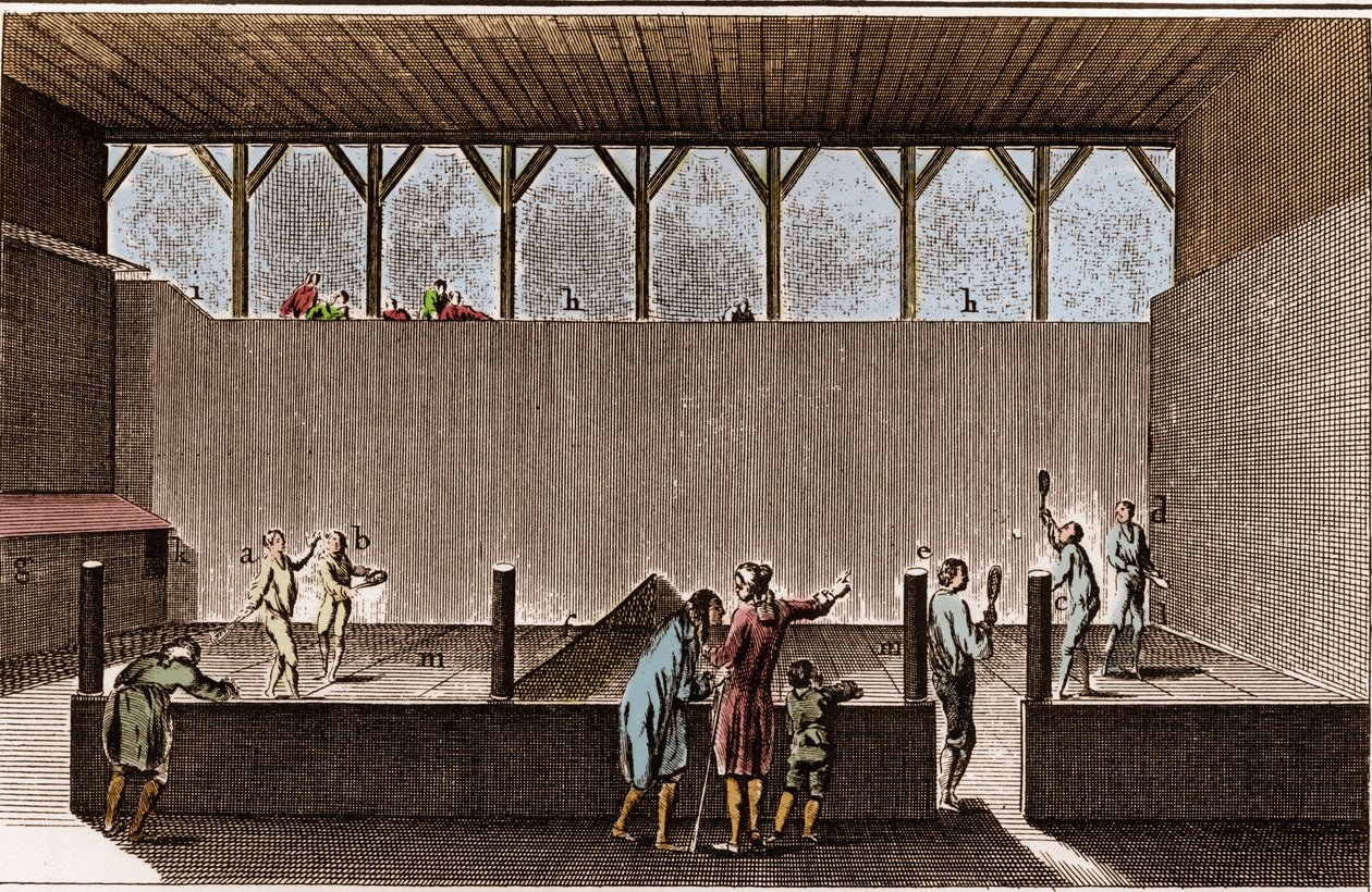Paulmerie - Palmu- ja lumikenkäilypeli - Jeu de Paume lyhyt - "" La Grande Encyclopédie, ou Dictionnaire Raisonne des Sciences, des Arts et des Metiers" (ensyklopedia tai tieteiden, taiteiden ja ammattien sanakirja), kirjoittanut Denis Diderot (17413-1788) tekijältä French School