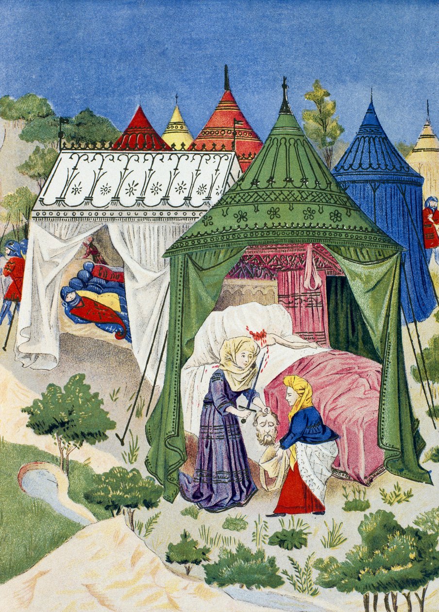 Paviljongit ja teltat 1400-luvulta, yksityiskohta Judithin historiasta tekijältä French School