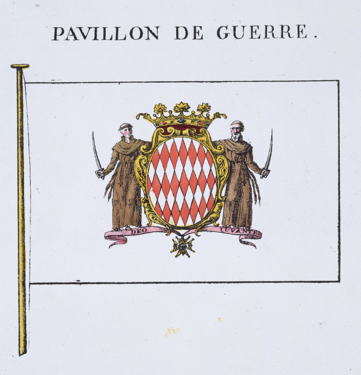 Pavillon de Guerre, yksityiskohta Monacon lipuista (katso 103834), ranskalaisesta lippukirjasta, n. 1819 tekijältä French School