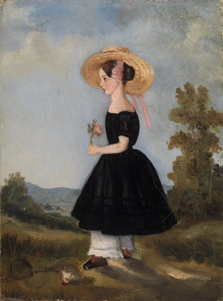 Talonpoikatyttö hattu maisemassa, 1840 tekijältä French School