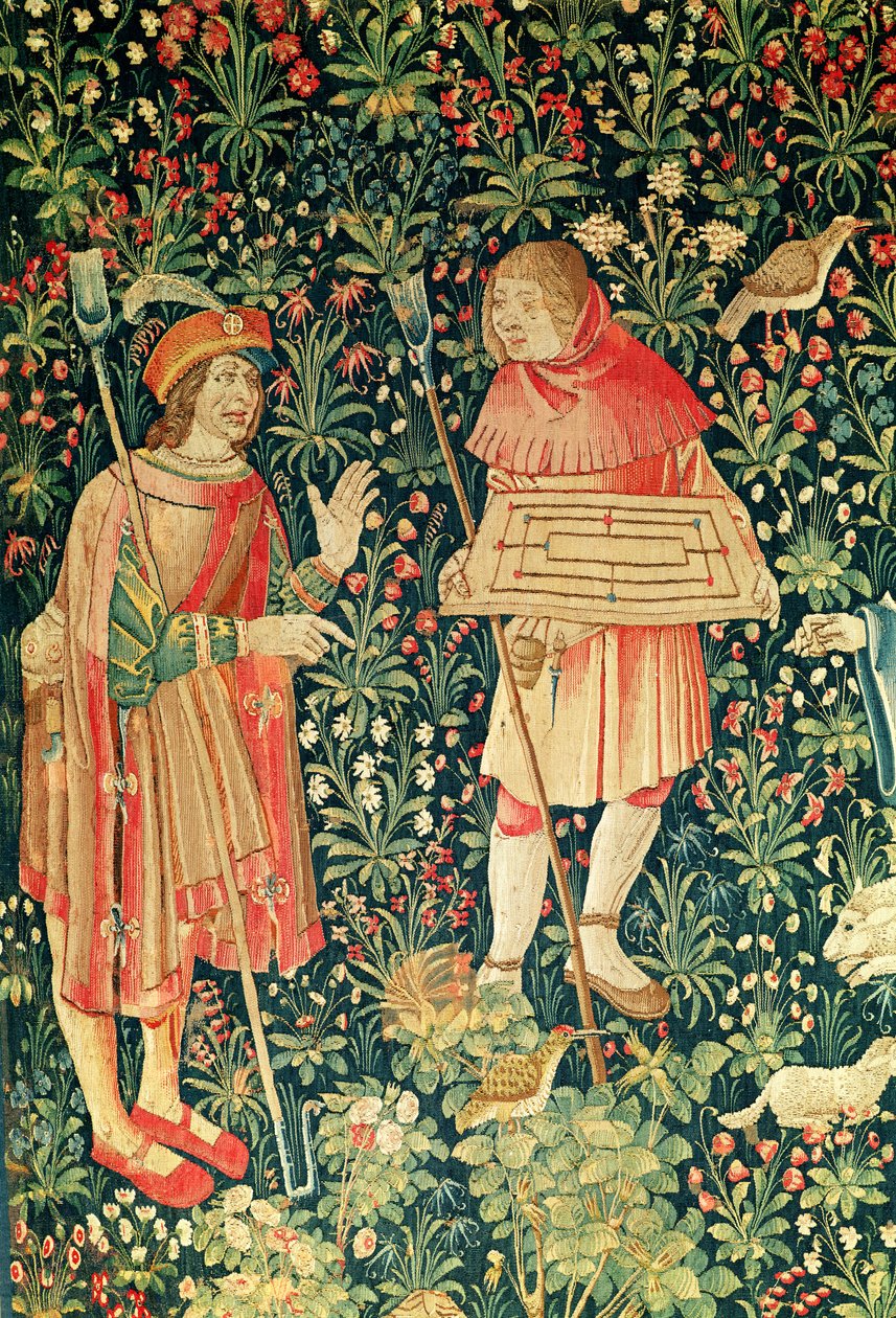 Talonpoika kantamassa humalapelilautaa, Game of Hopscotch and Fruit Picking, Loire Workshop, 1510 tekijältä French School