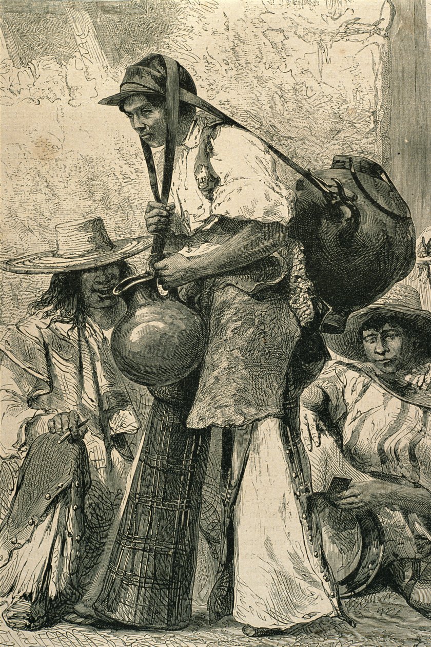 Talonpojat Mexico Cityssä, 1860-luku (kaiverrus) tekijältä French School