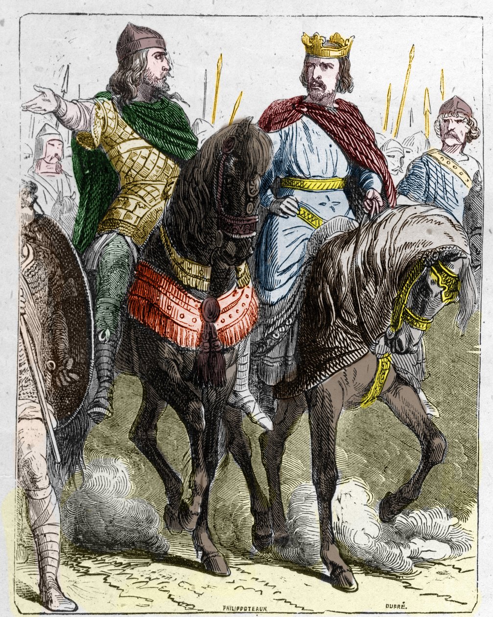 Pepin II de Herstal, joka tunnettiin nimellä Pepin le Gros tai Pepin le Jeune (645-714) ja Clovis III, frangien kuningas 691-695. tekijältä French School