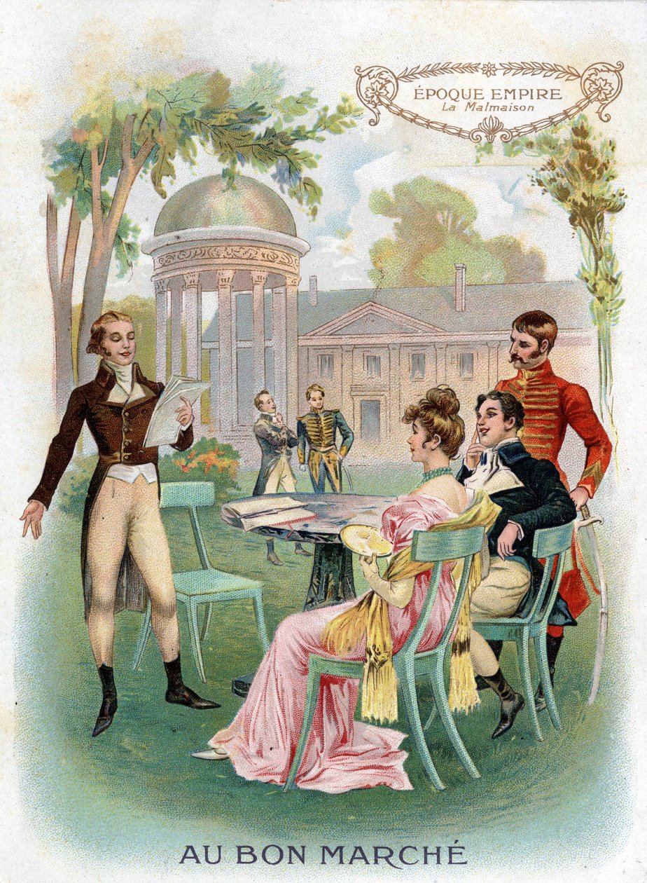 Imperiumin aikakausi: Malmaison. Kromolitografi "Au Bon Marche" noin 1890. tekijältä French School