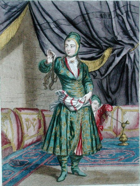 Persialainen nainen, "Levantin pukukuvien kokoelmasta", kaivertanut Gerard Jean Baptiste Scotin (1671-1716) tekijältä French School