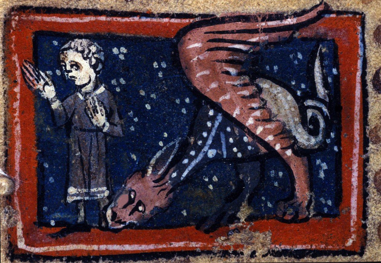Peryton ammentaa 1300-luvun ranskalaisesta bestiaarista. Biblioteca Trivulziana. tekijältä French School