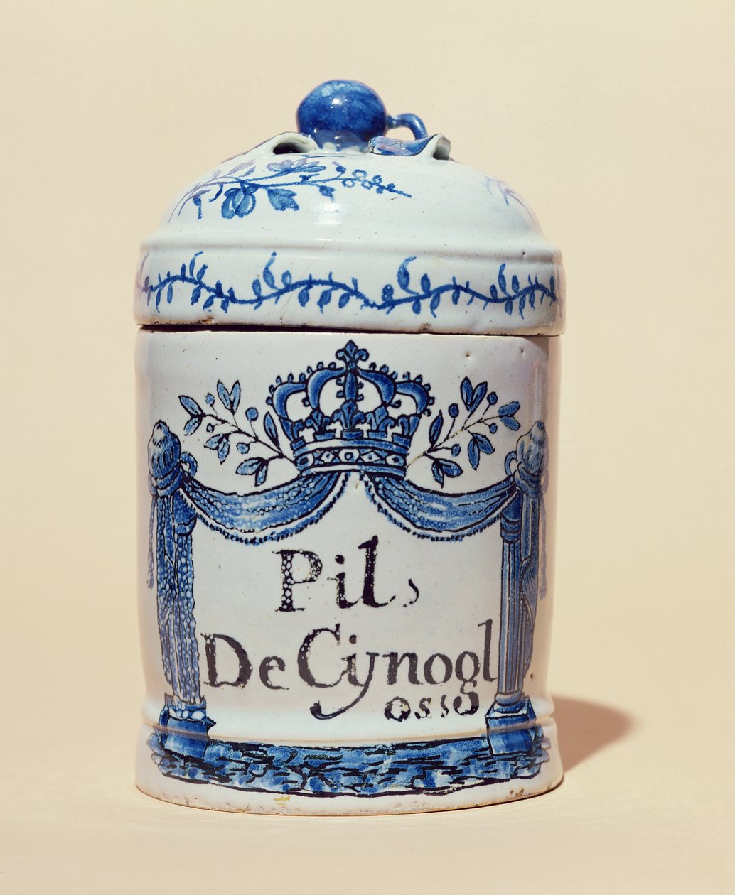 Lääkepurkki cynoglossum-tableteille, n. 1700 (keraaminen) tekijältä French School
