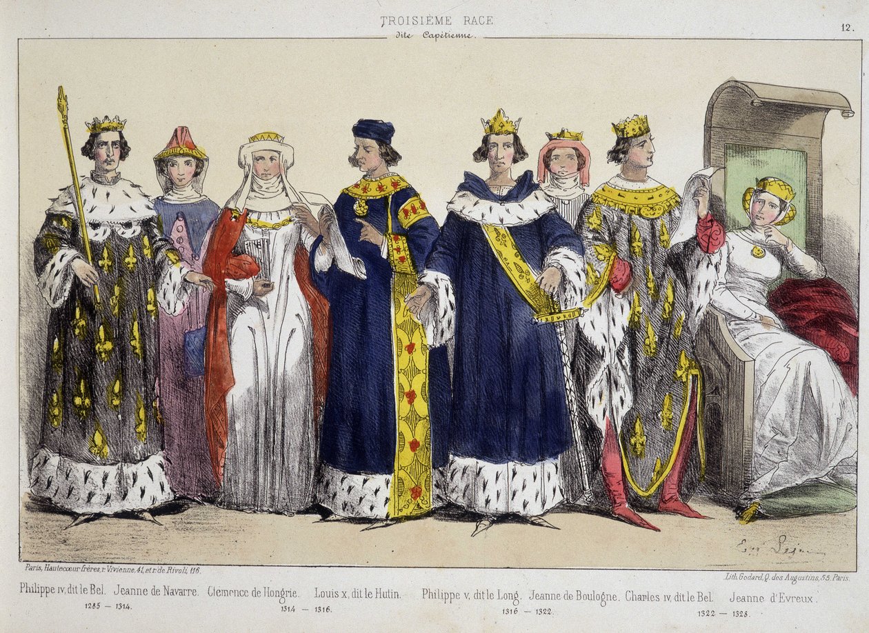 Philip IV Bel, Jeanne de Navarre, Clemence Unkari, Louis X Le Hutin, Philippe V Pitkä, Jeanne de Boulogne, Kaarle IV Bel, Jeanne d