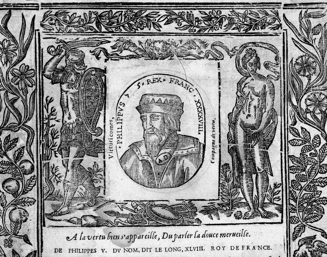 Philip V, The Long, muotokuva kaiverrettu medaljonkiin tekijältä French School