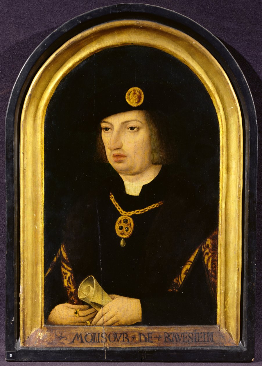 Philip of Cleves (kirjoitettu "Monsour de Ravestein") n. 1502-34 (öljy paneelissa) tekijältä French School