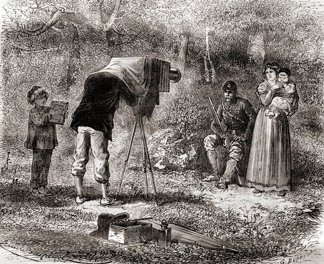 Valokuvaus 1800-luvulla, Les Merveilles de la Science, julkaistu noin 1870 (kaiverrus) tekijältä French School