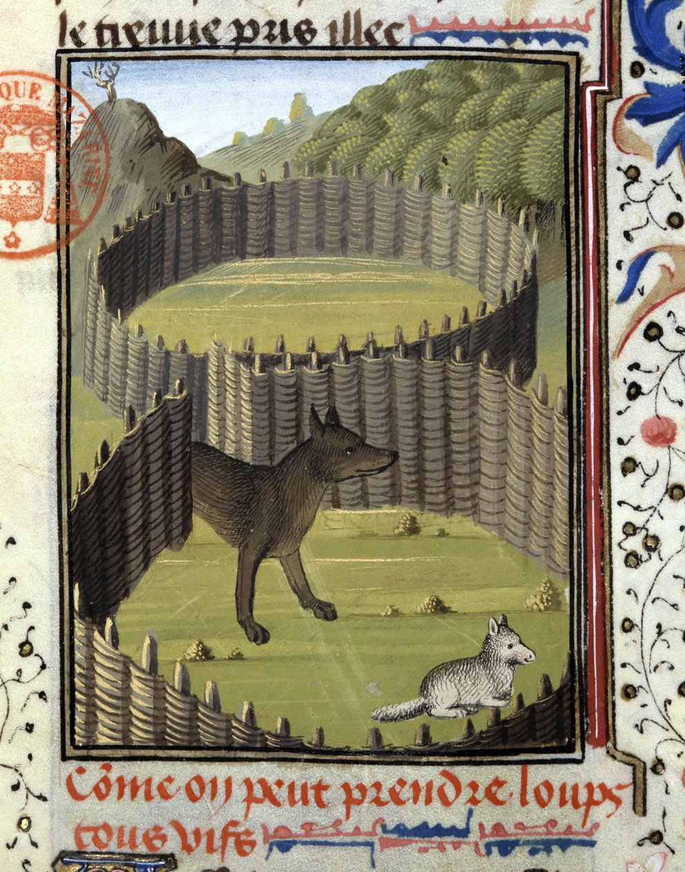 Piege a wolf - "" Metsästyskirjassa Gaston Phoebus, Foixin kreivi, Lord of Béarn"" tekijältä French School