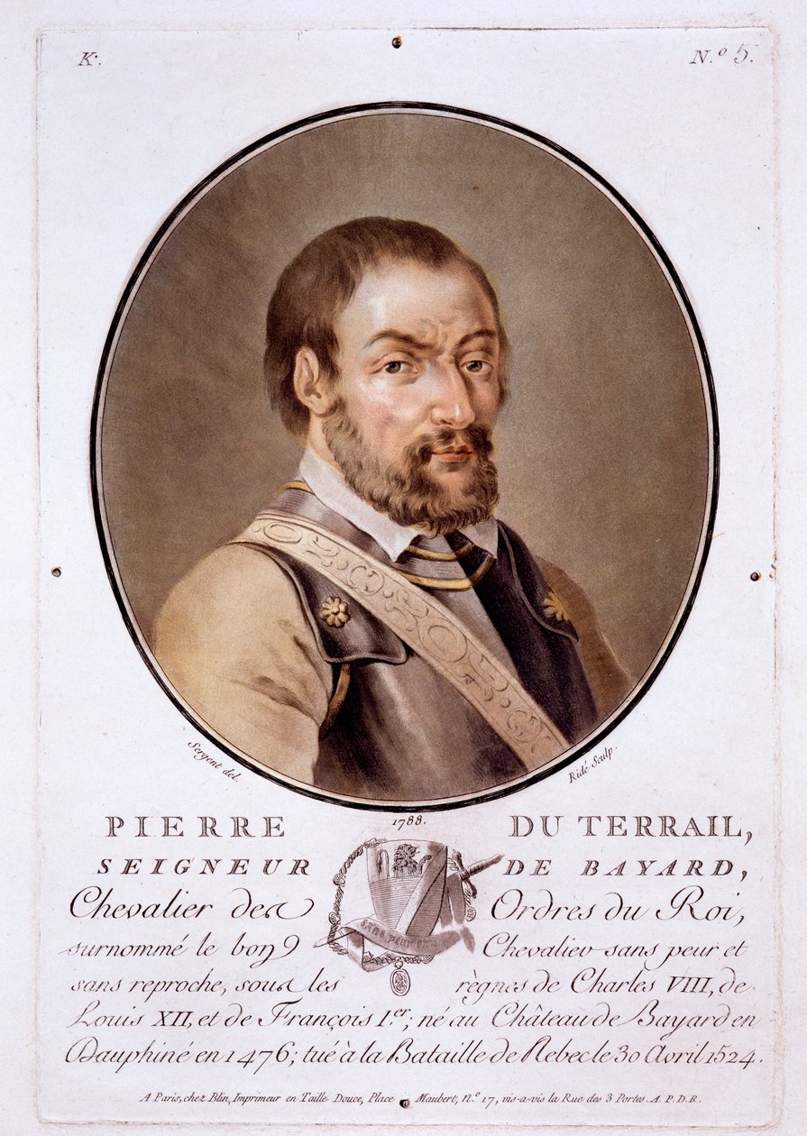 Pierre du Terrail, Bayardin herra, teoksesta Muotokuvat suurista miehistä, maineikkaista naisista ja ikimuistoisista Ranskan kohteista, julkaistu 1787-92 tekijältä French School