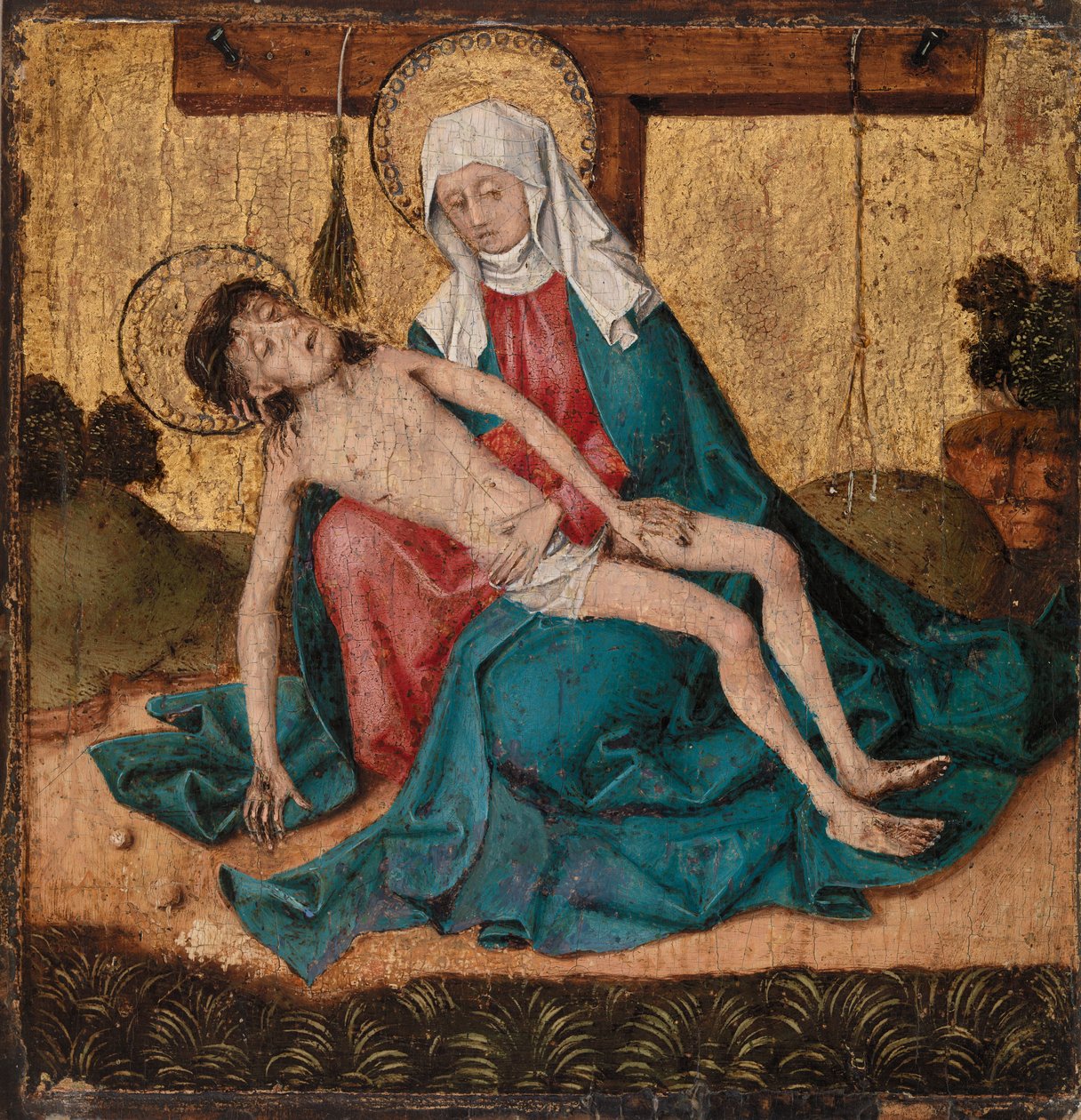 Pieta (tempera ja kultalehti paneelissa) tekijältä French School