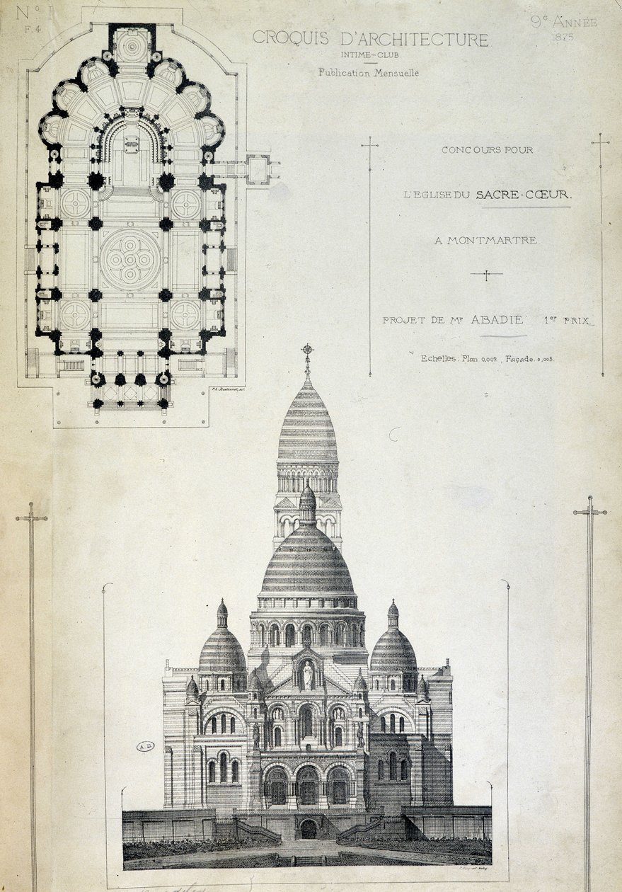 Pyhän sydämen suunnitelma ja korkeus, Mr. Abadien projekti, 1800-luvun loppu tekijältä French School