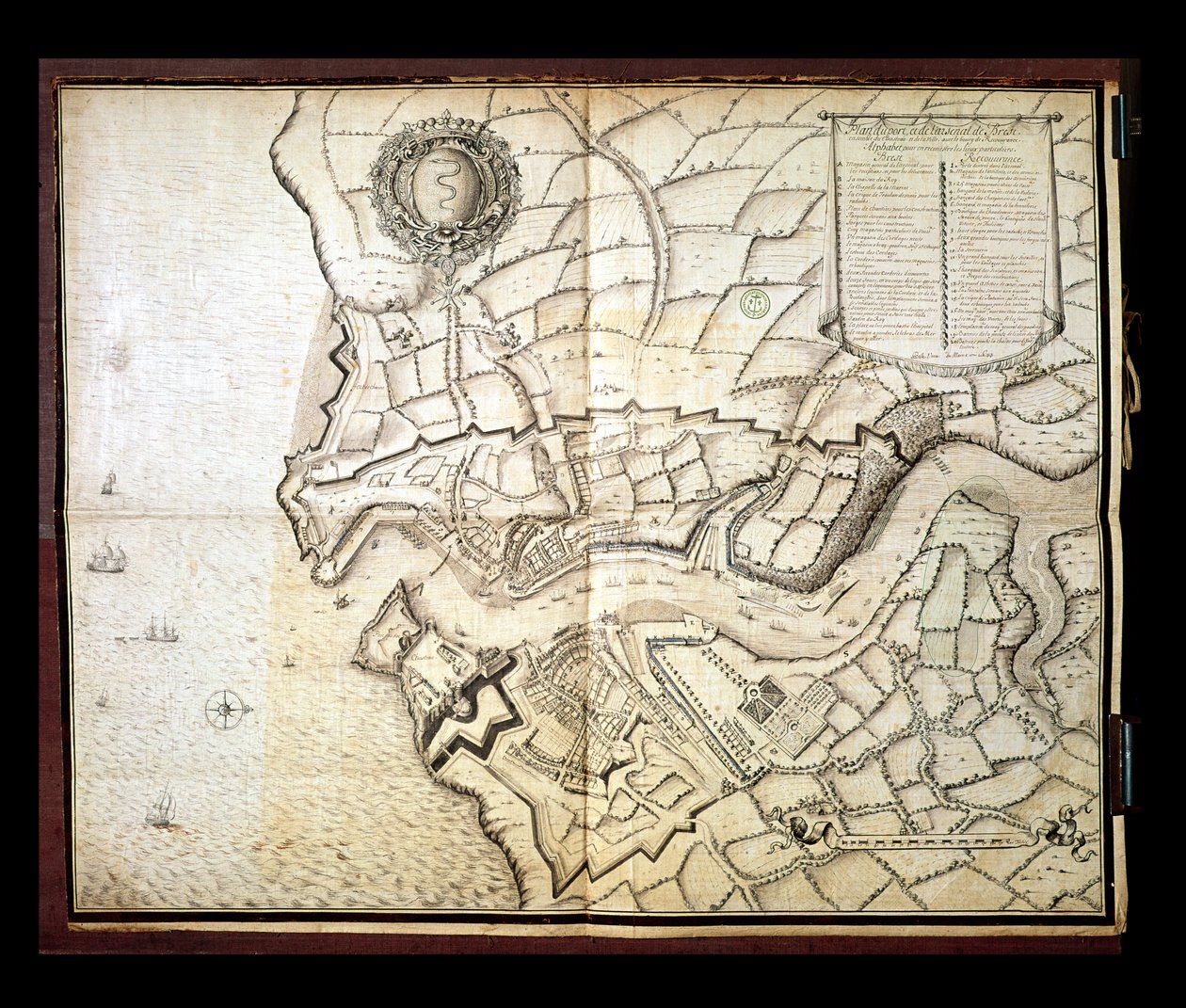 Brestin satama- ja arsenaalisuunnitelma, 1676 (kynä & muste ja wc paperilla) tekijältä French School