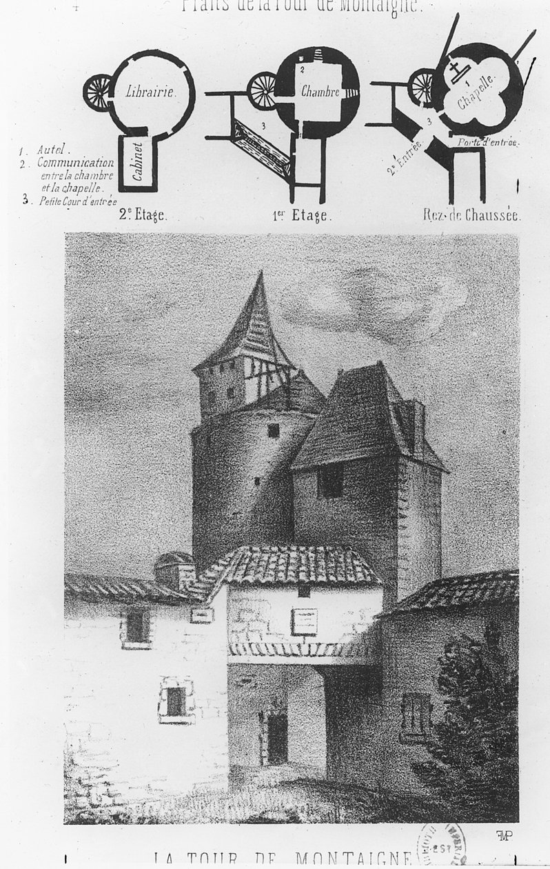 Tour de Montaignen suunnitelma Saint-Michel-de-Montaignessa (litho) tekijältä French School