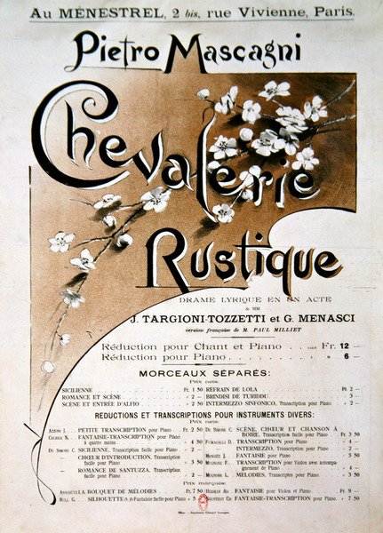Pietro Mascagnin (1863-1945) näytelmäkirja Chevalerie Rustique -oopperaan tekijältä French School