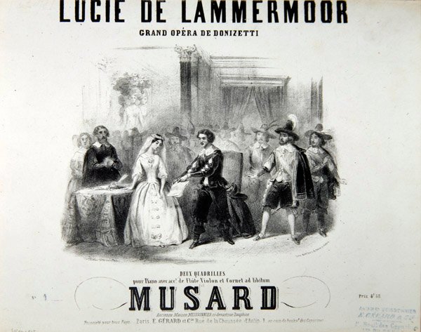 Lucie de Lammermoor -oopperan näytelmä, kirjoittanut Gaetano Donizetti (1797-1848) Painottanut Bertauts tekijältä French School