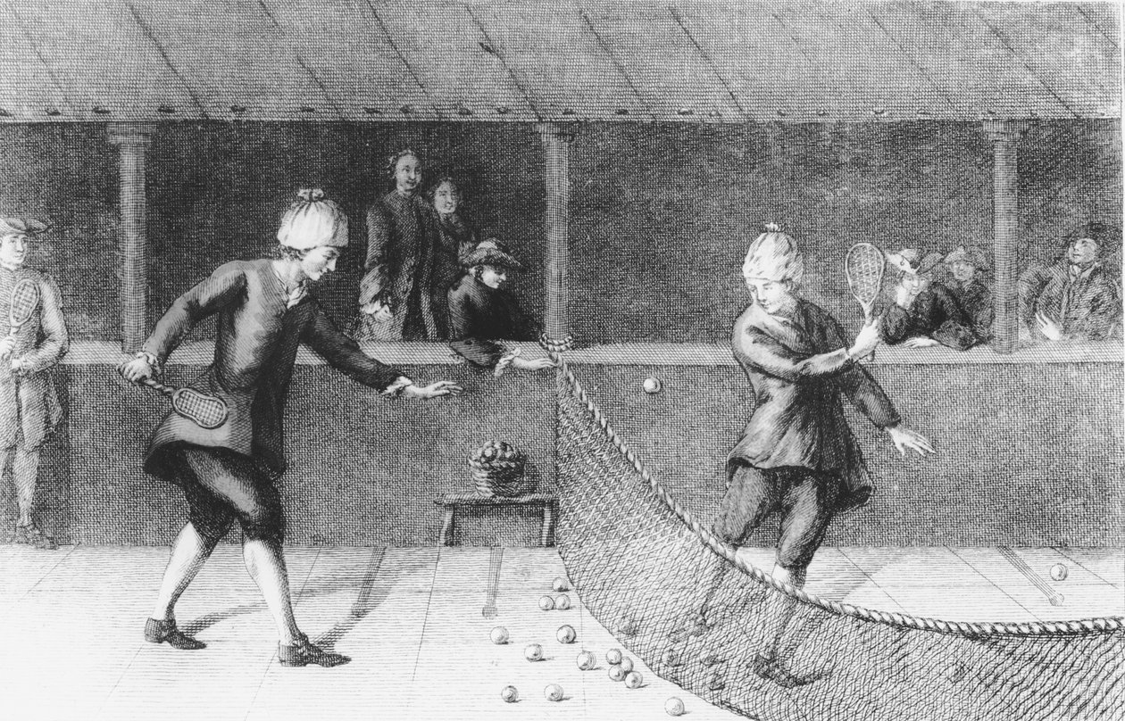 Pelaa Jeu de Paumea Pariisissa (kaiverrus) tekijältä French School