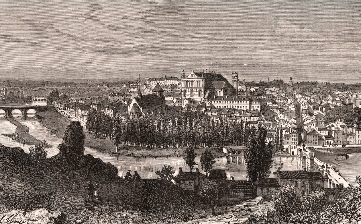 Poitiers - kaiverrus V.A. Malt-Brownin kirjaan "La France illustrée: maantiede, historia, tilastohallinto". 1884 tekijältä French School