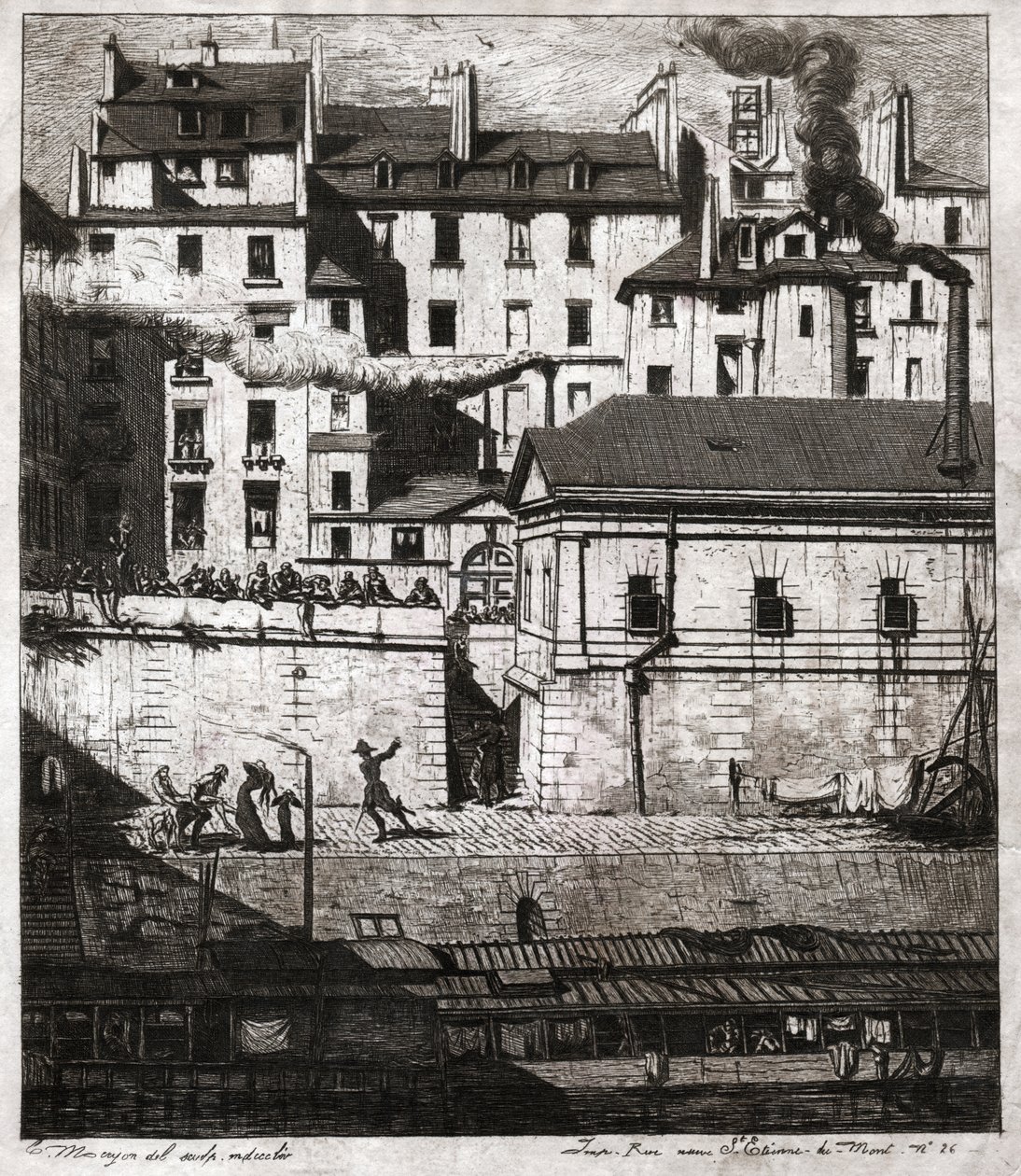 Poliisi Pariisissa. (kaiverrus, n. 1860) tekijältä French School
