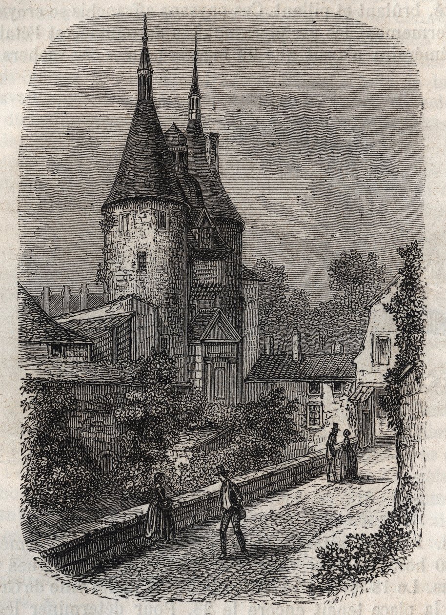 Porte de la Craffe Nancyn jäänne keskiaikaisista linnoituksista, erigee 1300-luvulla vanhankaupungin pohjoispuolella - Victor Duruyn kaiverrus "Histoire de France" tekijältä French School