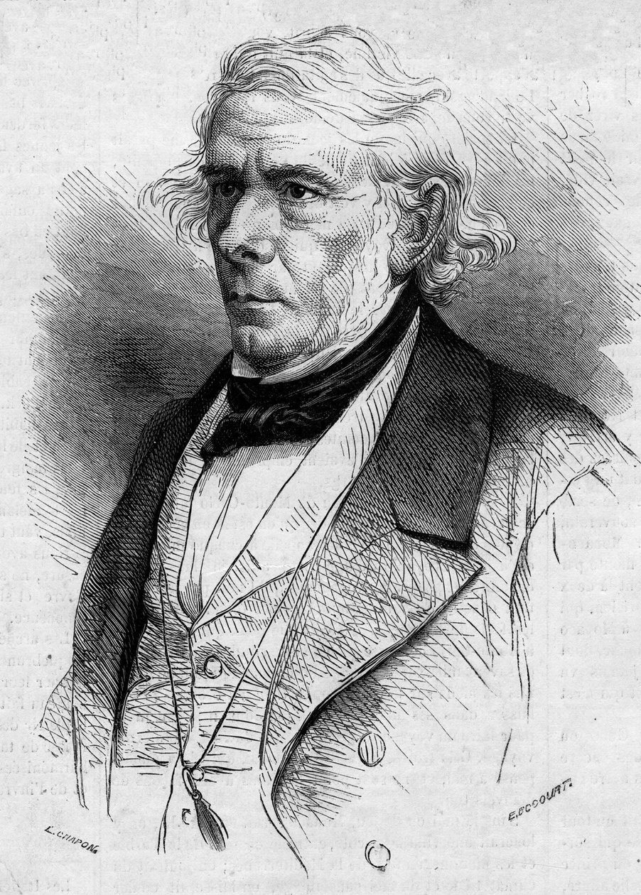 Muotokuva Victor Cousinista (1792-1867), ranskalainen filosofi ja poliitikko, Academie Francaisen jäsen. Kaiverrus "Le Monde Illustre" -julkaisussa nro 511, 26. tammikuuta 1867. tekijältä French School
