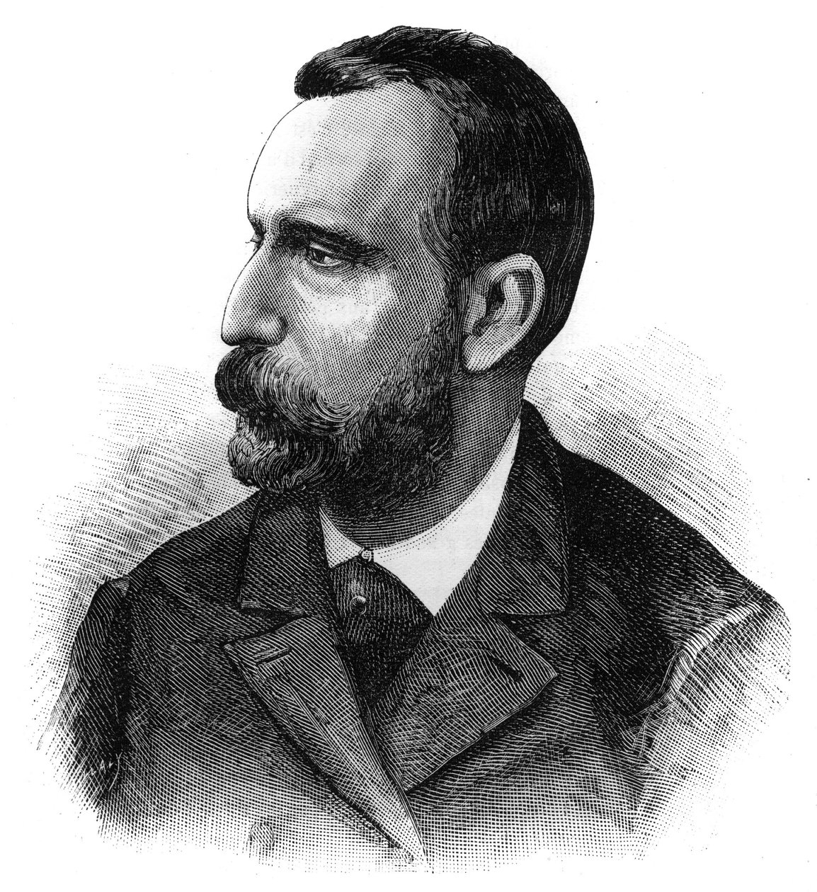 Muotokuva tohtori Jaime Ferran y Cluasta (1852-1919), espanjalainen bakteriologi, kolerarokotteen keksijä. Kaiverrus ""Maailmankuvaan"" tekijältä French School