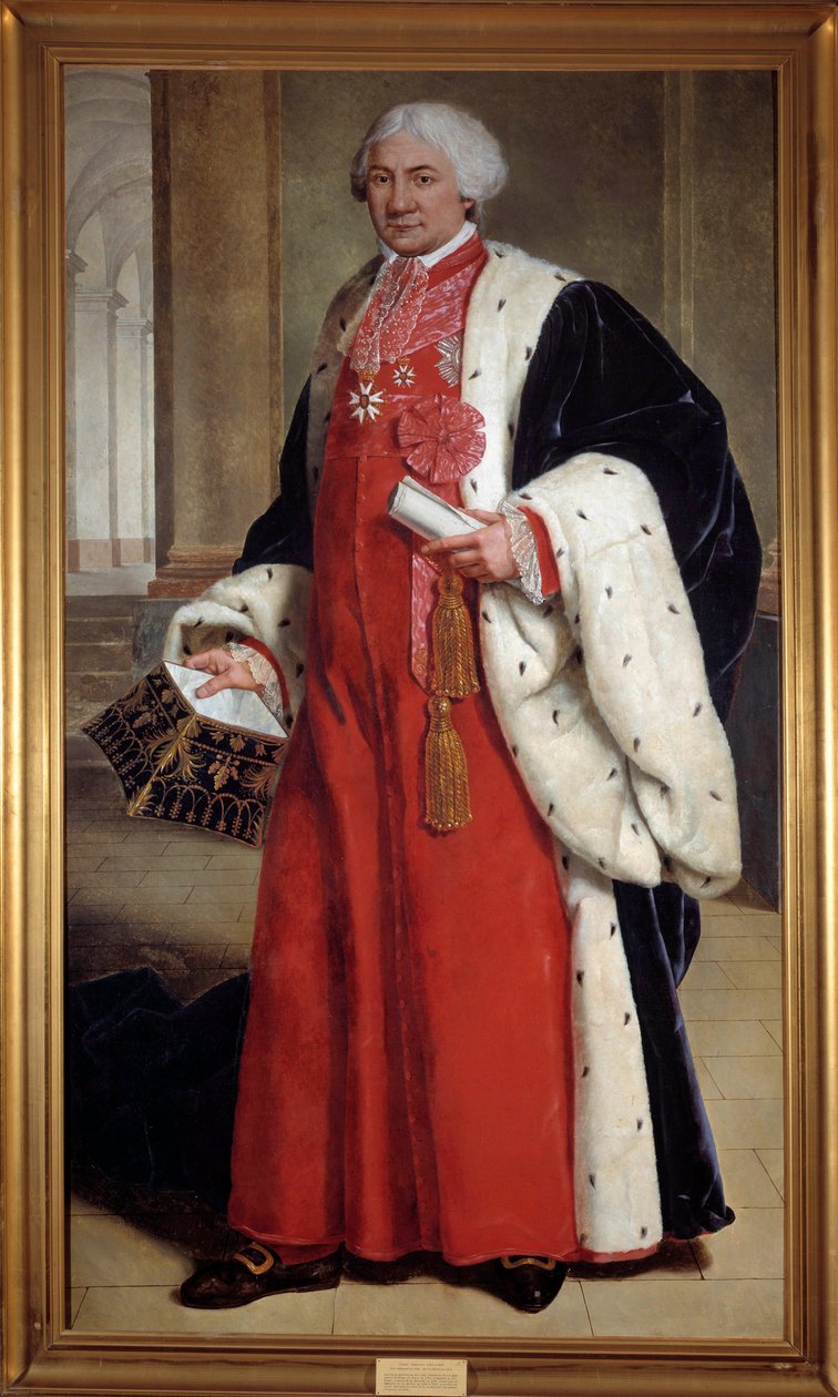 Muotokuva Claude Ambroise Regnier (1746-1814), asianajaja parlamentissa ja varajäsen kolmannessa osavaltiossa, oikeusministeri 1802-1813 Anonyymi maalaus. 1700-luvulla. Nancy, musee historique lorrain - Claude Ambroise R:n täyspitkä muotokuva tekijältä French School